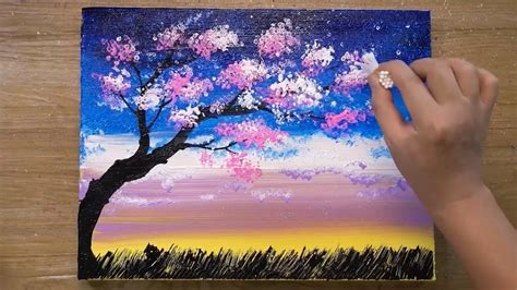 How To Paint A Cherry Blossom Tree Easy Acrylic Painting Ordinary
