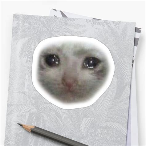 Crying Teary Eyed Sad Cat Meme Sticker By Cleverjane Redbubble