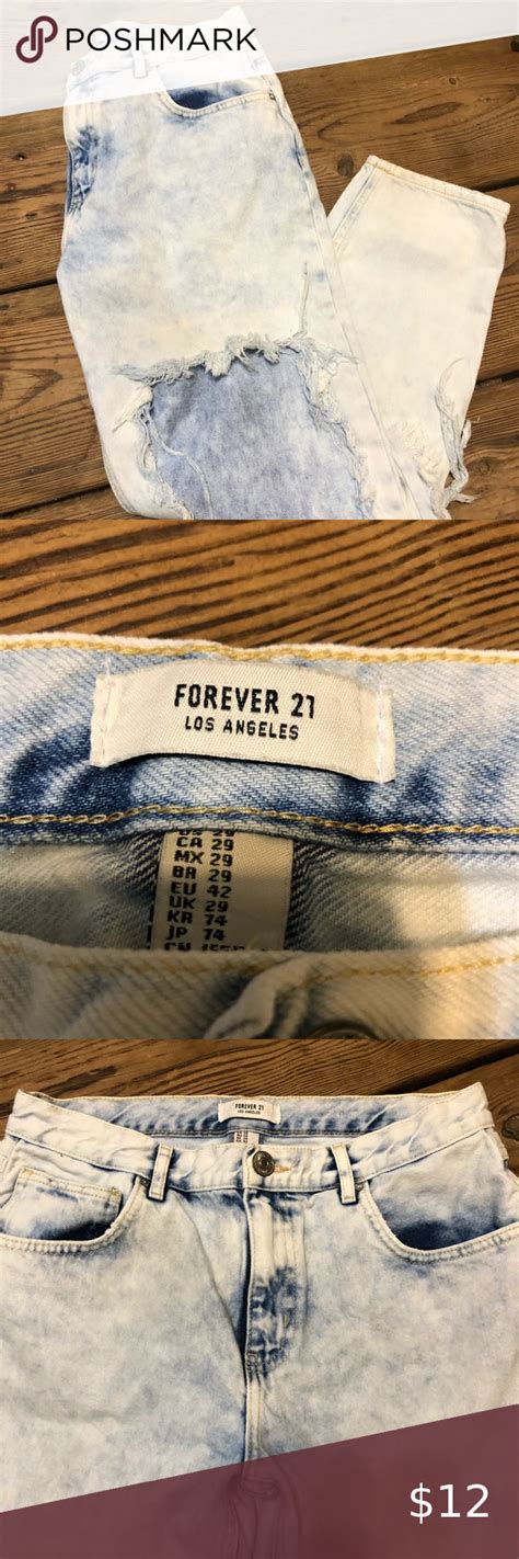 🌺320forever 21 Destroyed Denim Jeans White Wash In 2020 Destroyed