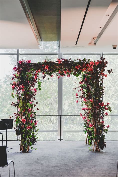 Burgundy And Pink Floral Wedding Arch