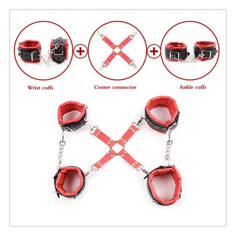 Pu Leather Bdsm Bondage Handcuff And Ankle Cuffs Adult Games Erotic