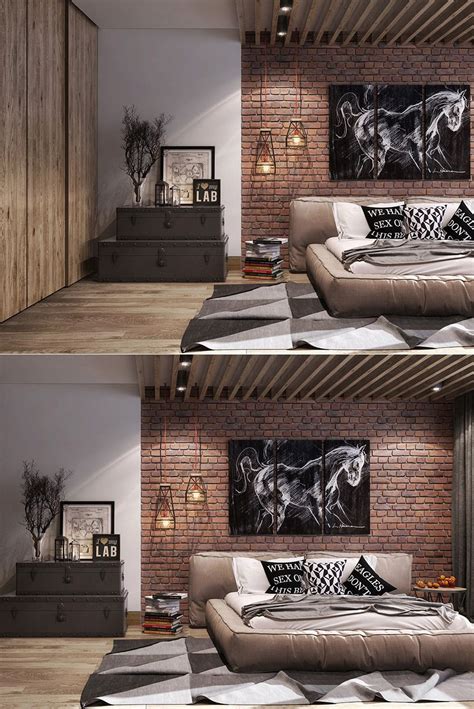 Home Designing — Via Bedrooms With Exposed Brick Walls Industrial