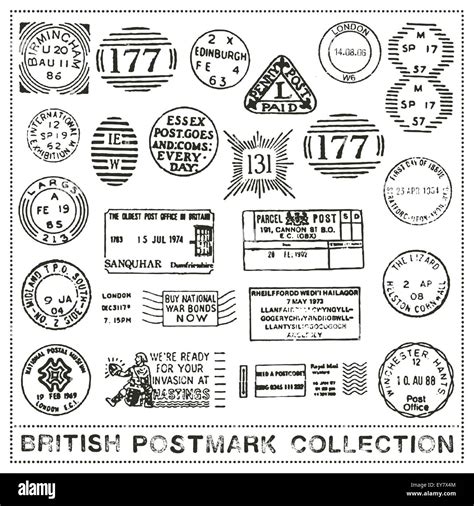 Vector Set Of Postage Stamp Cancellation Marks Of The United Kingdom