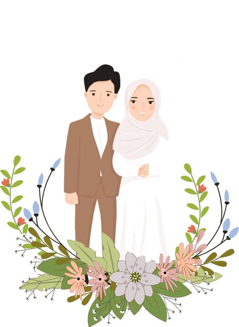 Gambar Pengantin Kartun Muslimah Png Muslim Wedding In White Dress