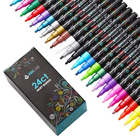 Ink Lab Acrylic Paint Pens 24 Colors Fabric Permanent Paint Markers