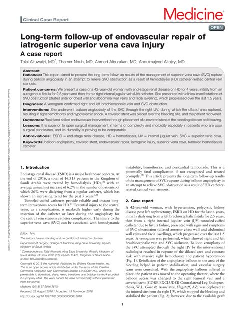 Pdf Long Term Follow Up Of Endovascular Repair Of Iatrogenic Superior