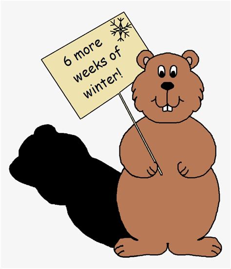February Clipart Groundhog's Day - Groundhog Sees Shadow Clip Art