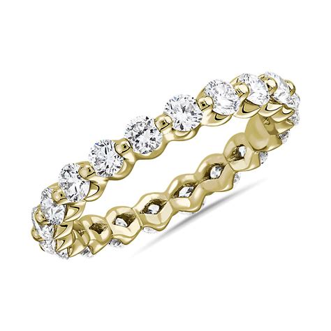 Floating Diamond Eternity Ring In 14k Yellow Gold 1 Ct Tw Blue