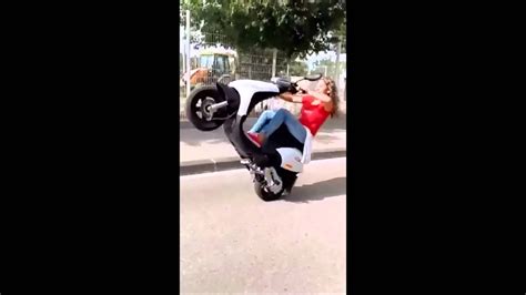 Crazy Girl Make Wheelies With Scooter Youtube