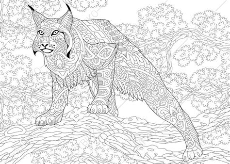 Coloring Pages For Adults Wildcat Lynx Bobcat Caracal Etsy