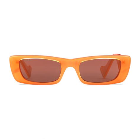 gucci rectangular sunglasses orange fluo gucci eyewear avvenice