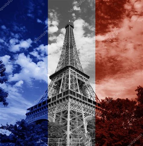 Paris Eiffel Tower French Flag Stock Photo By ©sdecoret 91356496
