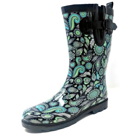 Forever Young Women Rubber Rain Boots 11 Mid Calf Waterproof