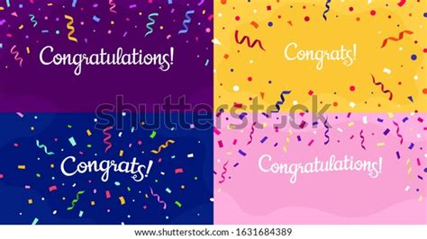 Congratulations Confetti Banner Congrats Card Color Stock Vector