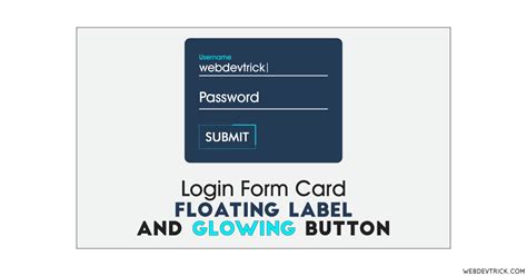 Login Form Card With Floating Label And Glowing Button Login Ui
