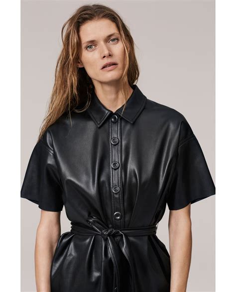 Image Of Faux Leather Shirt Dress From Zara Zara Leather Dress