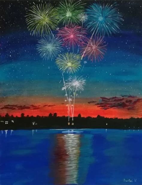 Fireworks Painting Firework Painting Fireworks Art Easy Canvas Painting