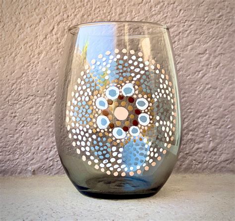 Hand Painted Dot Art Wine Glass Etsy