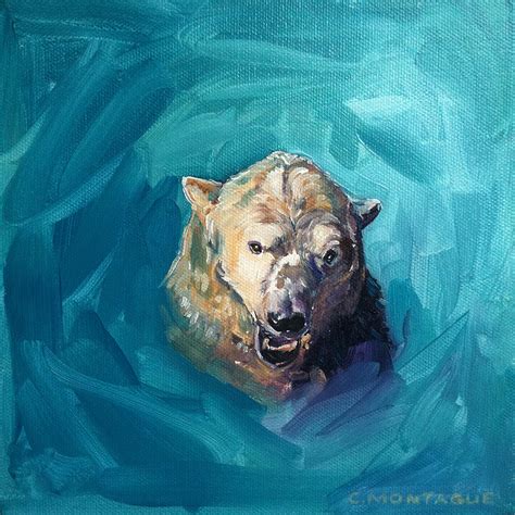 Polar Bear Portrait Painting 2 Growl Painting By Christine Montague