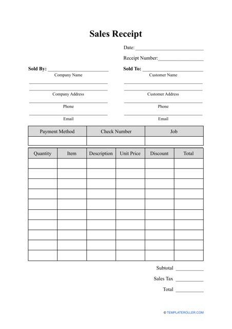 Free Sales Receipt Form