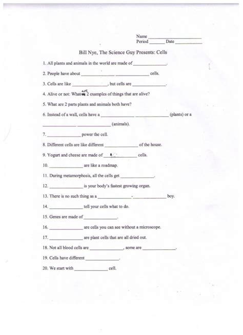 Electricity from a wall outlet has enough energy to stop your heart 7. Bill Nye Plants Worksheet Answer Key | db-excel.com