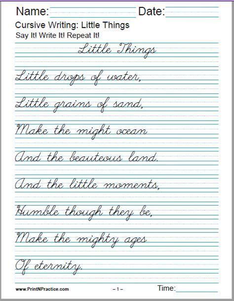 Students can practice their penmanship with these famous quotes and sentences. 4th Grade Cursive Writing Sentences Worksheets Pdf - Kind ...
