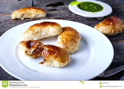 Small Empanadas With Meat On A White Plate Stock Image Image Of Cumin