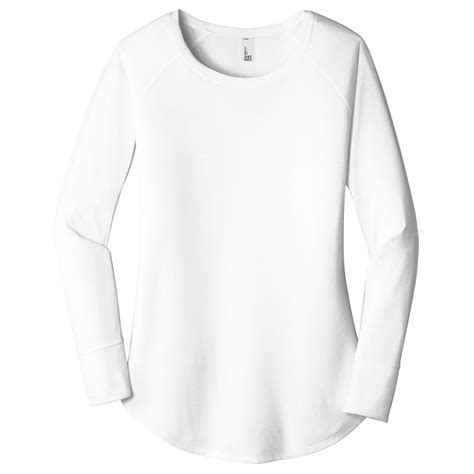 District Dt132l Womens Perfect Tri Long Sleeve Tunic Tee White Full Source