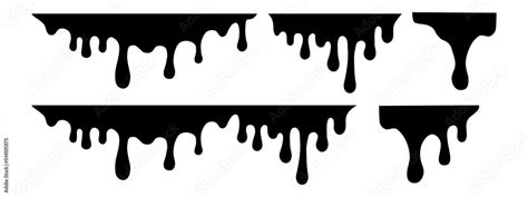 Vecteur Stock Black Melt Drops Flowing Liquid Dripping From Above