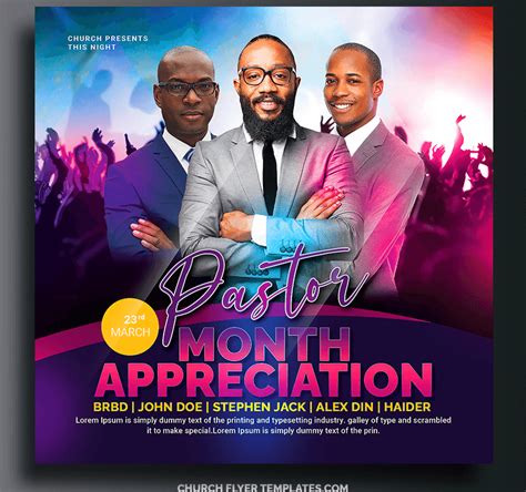 Pastor Appreciation Month Flyer Template Design PSD Church Flyer Templates Free Psd Design
