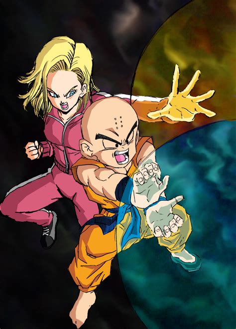 Krillin And 18 By Youngjijii Coloured By Mielsibel10032002 On Deviantart