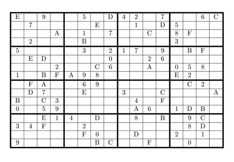 Each row, column and 4x4 block contains all the digits 0 thru f (or numbers from 1 to 16, in the decimal versions). Tirpidz's Sudoku: #454 Classic Sudoku 16 X 16 | Printable Sudoku 16X16 Numbers | Printable ...