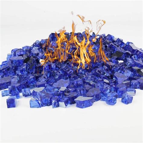 Reflective Cobalt Blue Glass Fire Glass Tempered Glass 10 Lbs Bag For Fire Pit Or Fireplaces