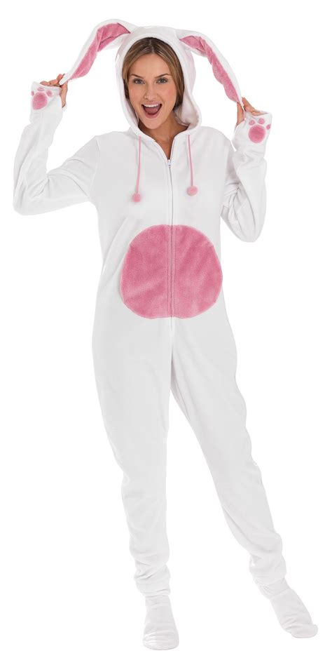 Clothing Shoes And Accessories Bunny Adult Hooded One Piece Fleece Rabbit Pajamas Costume Womens