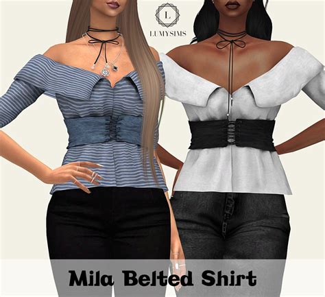 Mila Bleted Shirt Lumy Sims