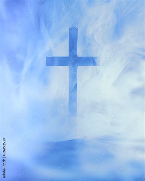 Christian Cross In Heavenly Clouds Symbolizing Heaven Or Spirituality