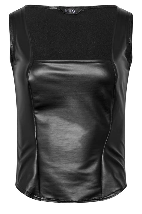 Lts Tall Womens Black Faux Leather Corset Top Long Tall Sally