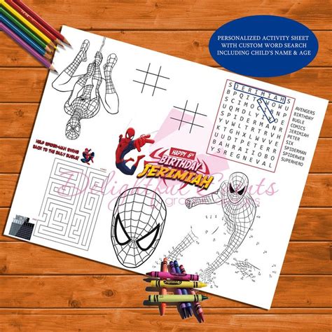 Spiderman Birthday Personalized Activity and Coloring Sheet by