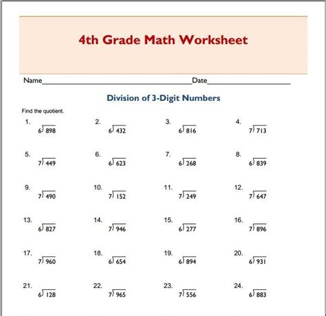 12 Best Images Of Long Division With Remainders Worksheets 4th Grade