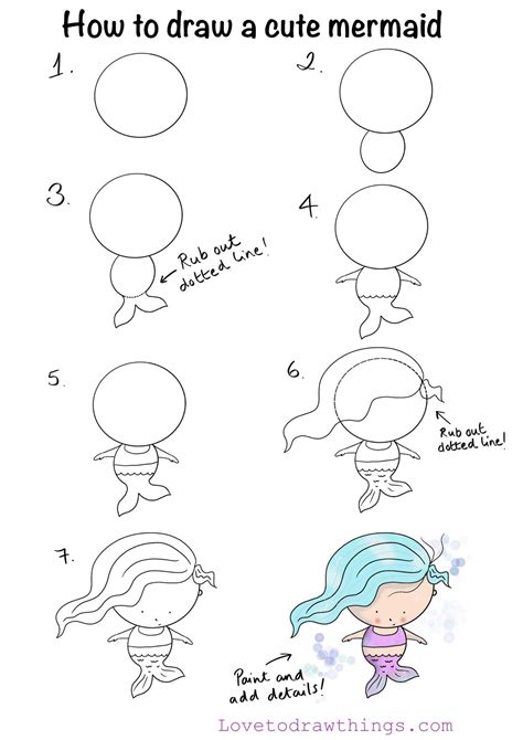 How To Draw A Cute Mermaid