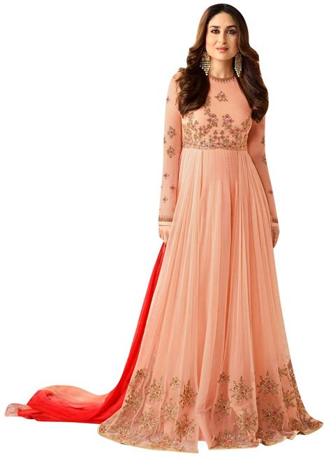 Kareena Kapoor Anarkali Suit In Peach Color And Georgette Fabric Its So Good Bollywood Fashion