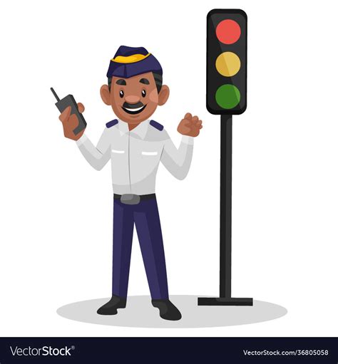Traffic Police Cartoon Royalty Free Vector Image