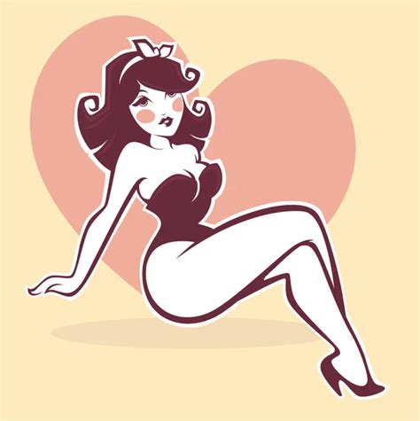 Chubby Pin Up Girl Drawing Plus Size Pin Up Girl In Cartoon Style — Stock Vector