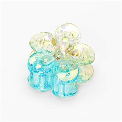 Clear Iridescent Flower Hair Claw Green Claires Us