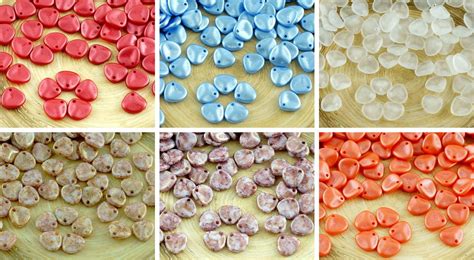 Pcs Czech Glass Rose Petal Beads Pressed Flat Flower Mm X Mm For