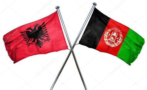 Afghanistans flagg, flagget åt afghanistan, flagget til afghanistan, afghanistan sitt flagg. Albania flag with Afghanistan flag, 3D rendering — Stock ...