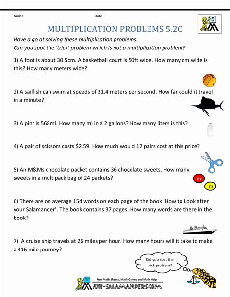 Multiplying Decimals Word Problems Worksheets 5th Grade — Db