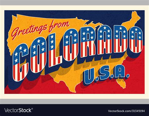 Greetings From Colorado Usa Retro Style Postcard Vector Image