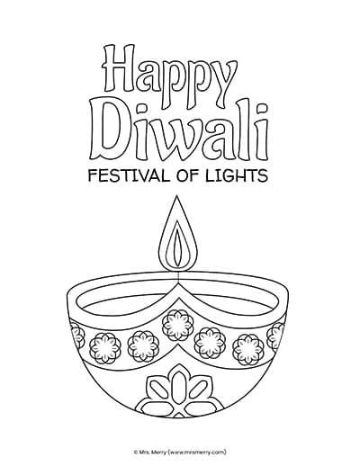 Happy Diwali Coloring Pages Printable Mrs Merry