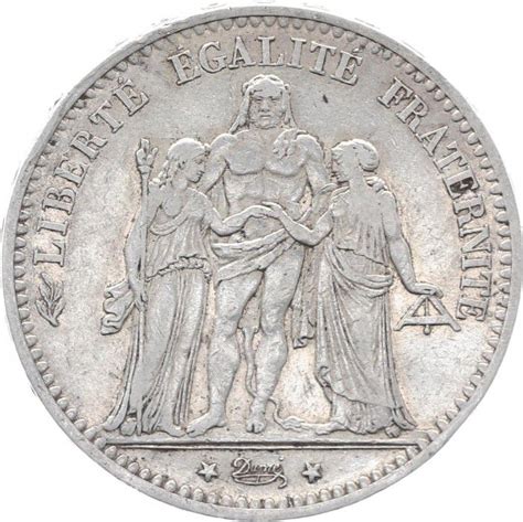 Pièce France 5 Francs Hercule Iii E République 1875 A Paris Argent
